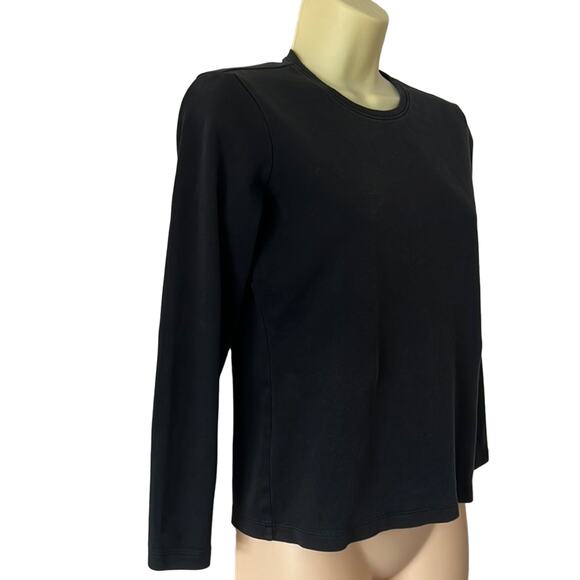 L.L.Bean Knit Top Size XS Black Cotton Long Sleeve Basic Gorpcore Base Layer - Picture 2 of 10